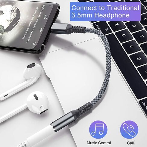 USB C to 3.5mm Adapter,Type C 1/8 Inch Headphone Jack Audio Aux Converter for Samsung Galaxy A53,S20 S21 S22 Ultra Plus Note 10 20,Google Pixel 5 XL,iPad Pro Air 4 4th 5th 2021 Mini 6 6th Generation in Saudi Arabia