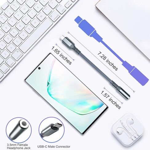 USB C to 3.5mm Adapter,Type C 1/8 Inch Headphone Jack Audio Aux Converter for Samsung Galaxy A53,S20 S21 S22 Ultra Plus Note 10 20,Google Pixel 5 XL,iPad Pro Air 4 4th 5th 2021 Mini 6 6th Generation in Saudi Arabia