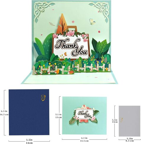GREETING ART 3D Thank You Pop Up Card,Teacher Appreciation Card,Mothers Day Bouquet Flowers Greeting Card for Mom, Teacher, Wife, Grandma, Dad,7.9x 5.9 in Kuwait