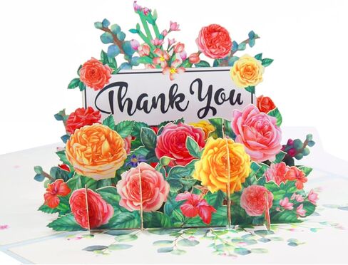 GREETING ART 3D Thank You Pop Up Card,Teacher Appreciation Card,Mothers Day Bouquet Flowers Greeting Card for Mom, Teacher, Wife, Grandma, Dad,7.9x 5.9 in Kuwait