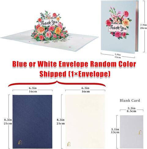 GREETING ART 3D Thank You Pop Up Card,Teacher Appreciation Card,Mothers Day Bouquet Flowers Greeting Card for Mom, Teacher, Wife, Grandma, Dad,7.9x 5.9 in Kuwait