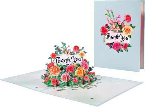 GREETING ART 3D Thank You Pop Up Card,Teacher Appreciation Card,Mothers Day Bouquet Flowers Greeting Card for Mom, Teacher, Wife, Grandma, Dad,7.9x 5.9 in Kuwait