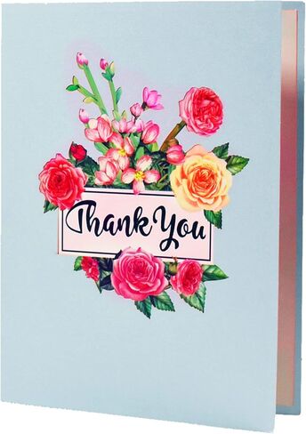 GREETING ART 3D Thank You Pop Up Card,Teacher Appreciation Card,Mothers Day Bouquet Flowers Greeting Card for Mom, Teacher, Wife, Grandma, Dad,7.9x 5.9 in Kuwait