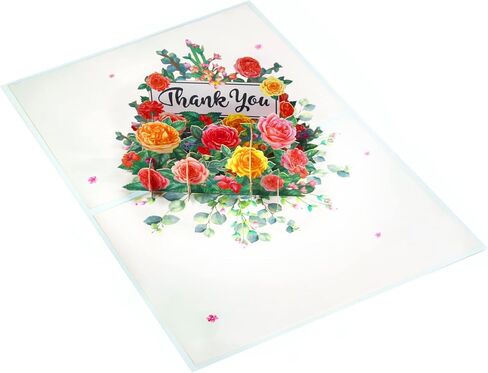 GREETING ART 3D Thank You Pop Up Card,Teacher Appreciation Card,Mothers Day Bouquet Flowers Greeting Card for Mom, Teacher, Wife, Grandma, Dad,7.9x 5.9 in Kuwait