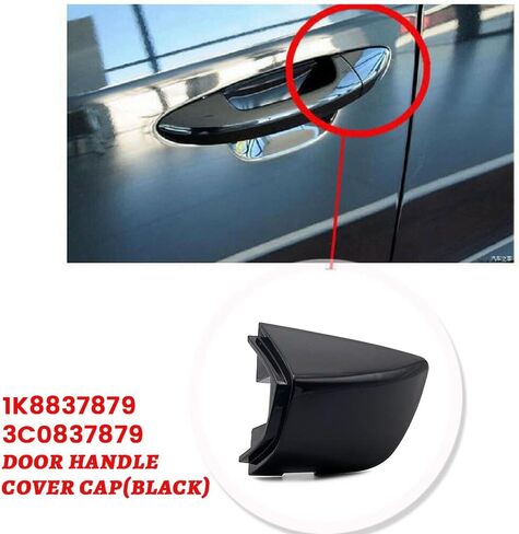 1K8837879 غطاء الكسوة الباب الأمامي للسائق غطاء مقبض الباب الأيسر أسود مناسب لفولكس واجن جولف 2010-2017 شيروكو 2009-2016 شاران 2011-2016 1K8-837-879-GR-U in Kuwait