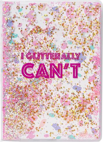 C.R. Gibson TJ176-24580 I Glitterally Can't Cute Notebook Journal for Girls with Glitter Sleeve, 6" W x 8.25" L with 200 Pages, Multicolor in Saudi Arabia