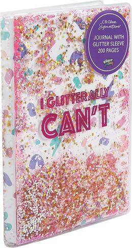C.R. Gibson TJ176-24580 I Glitterally Can't Cute Notebook Journal for Girls with Glitter Sleeve, 6" W x 8.25" L with 200 Pages, Multicolor in Saudi Arabia