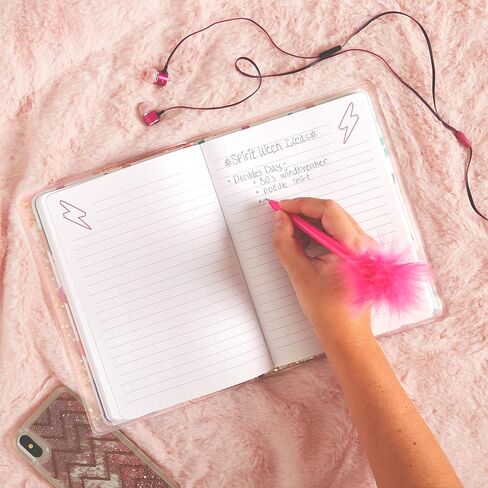 C.R. Gibson TJ176-24580 I Glitterally Can't Cute Notebook Journal for Girls with Glitter Sleeve, 6" W x 8.25" L with 200 Pages, Multicolor in Saudi Arabia
