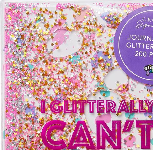 C.R. Gibson TJ176-24580 I Glitterally Can't Cute Notebook Journal for Girls with Glitter Sleeve, 6" W x 8.25" L with 200 Pages, Multicolor in Saudi Arabia