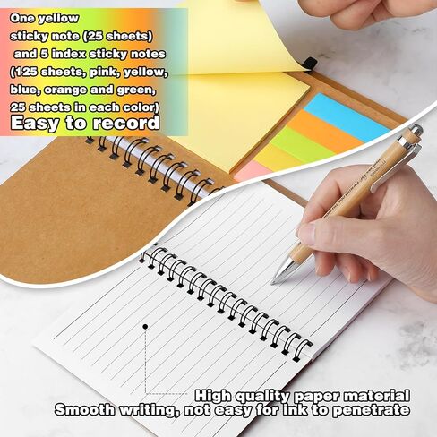30 Sets Thank You Gift Spiral Notebook Inspirational Small Pocket Notepad with Motivational Bamboo Pens Colored Sticky Index Tabs for Teacher Nurse Coworker Office (Thanks Theme) in Kuwait