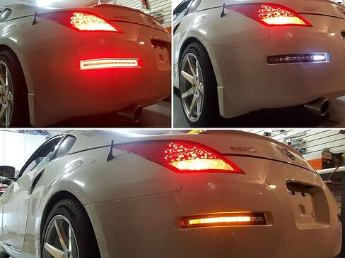 iJDMTOY Smoked Lens All-in-One Full LED Lower Bumper Tail Lamps Compatible with Nissan 2003-2009 350Z: Sequential Blink LED Turn Signal Lamps, Backup Reverse Light & Tail/Brake Light in Kuwait