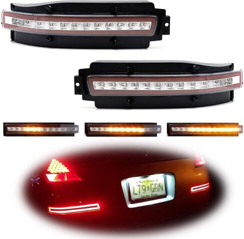 iJDMTOY Smoked Lens All-in-One Full LED Lower Bumper Tail Lamps Compatible with Nissan 2003-2009 350Z: Sequential Blink LED Turn Signal Lamps, Backup Reverse Light & Tail/Brake Light in Kuwait