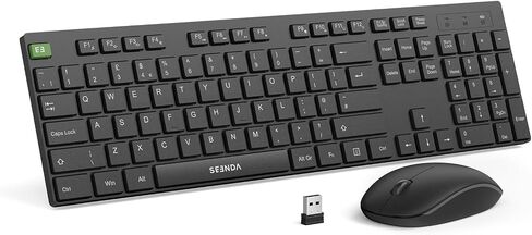 Wireless Keyboard and Mouse Combo, seenda Full Sized Cordless USB Keyboard and Mouse with Quiet Click for Computer/Laptop/Windows/Mac (Black) in Saudi Arabia