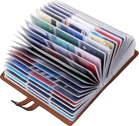 Large Business Card Holder,RFID Credit Card Holder and Business Card Organizer, Leather Card Case with 96 Card Slots for Prevent Loss or Damage of Credit Cards and Business Cards (Black) in Saudi Arabia