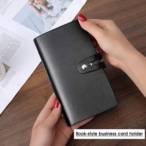 Large Business Card Holder,RFID Credit Card Holder and Business Card Organizer, Leather Card Case with 96 Card Slots for Prevent Loss or Damage of Credit Cards and Business Cards (Black) in Saudi Arabia