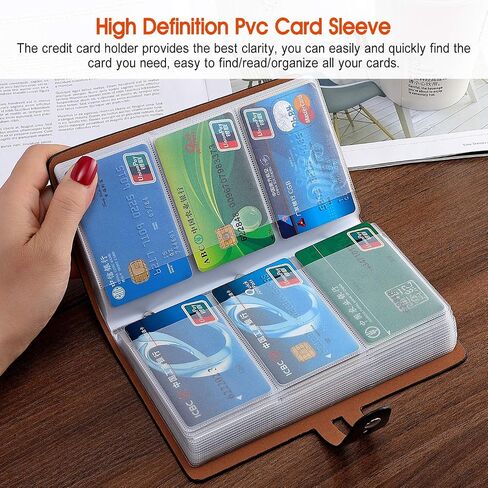 Large Business Card Holder,RFID Credit Card Holder and Business Card Organizer, Leather Card Case with 96 Card Slots for Prevent Loss or Damage of Credit Cards and Business Cards (Black) in Saudi Arabia