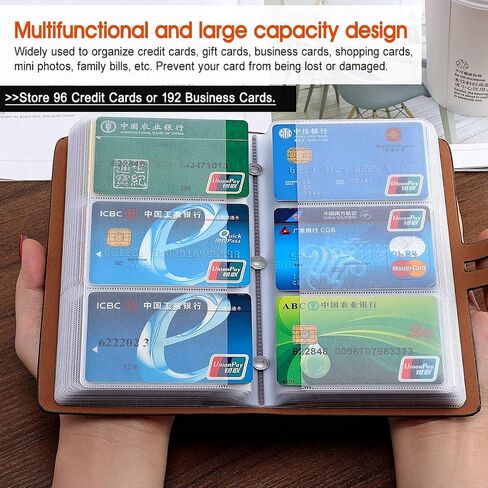 Large Business Card Holder,RFID Credit Card Holder and Business Card Organizer, Leather Card Case with 96 Card Slots for Prevent Loss or Damage of Credit Cards and Business Cards (Black) in Saudi Arabia