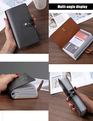 Large Business Card Holder,RFID Credit Card Holder and Business Card Organizer, Leather Card Case with 96 Card Slots for Prevent Loss or Damage of Credit Cards and Business Cards (Black) in Saudi Arabia