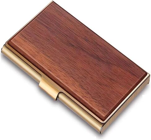 Business Card Case Wood Business Card Holders, Business Card Holder Name Card Holder for Men Pocket Card Holder with Snap Walnut in Saudi Arabia