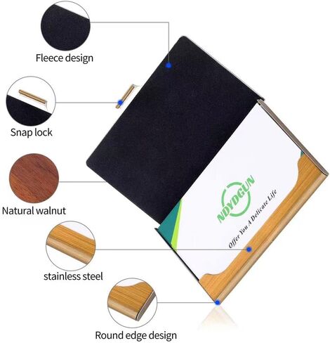 Business Card Case Wood Business Card Holders, Business Card Holder Name Card Holder for Men Pocket Card Holder with Snap Walnut in Saudi Arabia