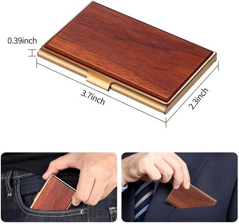 Business Card Case Wood Business Card Holders, Business Card Holder Name Card Holder for Men Pocket Card Holder with Snap Walnut in Saudi Arabia