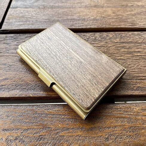 Business Card Case Wood Business Card Holders, Business Card Holder Name Card Holder for Men Pocket Card Holder with Snap Walnut in Saudi Arabia