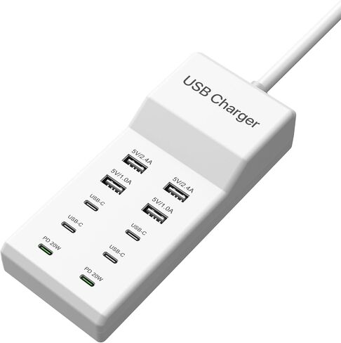 USB C Charger, 10 Ports USB Charging Station, 50W Multi-Port USB C Charger in Kuwait