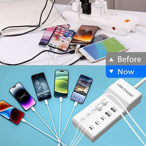 USB C Charger, 10 Ports USB Charging Station, 50W Multi-Port USB C Charger in Kuwait