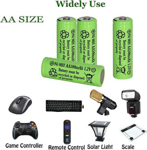 16 Packs1.2V AA 300mAh Solar Lights Batteries Ni-MH Rechargeable Double A Battery for Outdoor Solar Lights, String Lights, Pathway Lights in Saudi Arabia