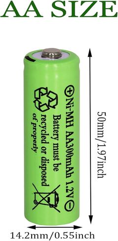 16 Packs1.2V AA 300mAh Solar Lights Batteries Ni-MH Rechargeable Double A Battery for Outdoor Solar Lights, String Lights, Pathway Lights in Saudi Arabia