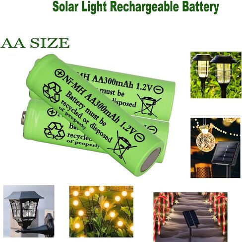 16 Packs1.2V AA 300mAh Solar Lights Batteries Ni-MH Rechargeable Double A Battery for Outdoor Solar Lights, String Lights, Pathway Lights in Saudi Arabia