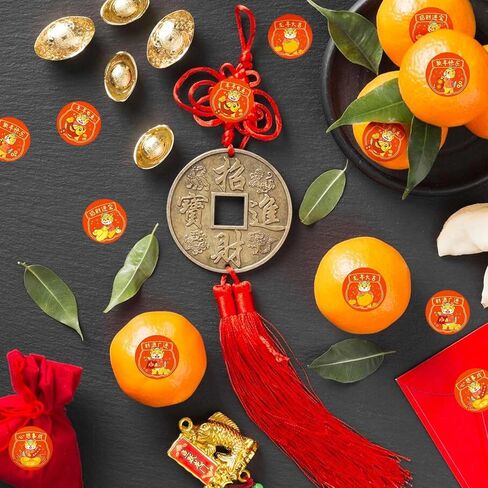 1 Roll Stickers Happy Chinese New Year 2024 Year of The Round Dragon Stickers New Year Candy Sealing Round Stickers Roll Chinese New Year Gift Sealing Labels Decorative Stickers in Kuwait