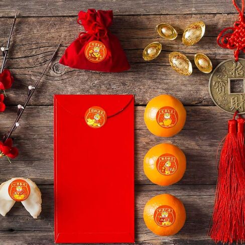 1 Roll Stickers Happy Chinese New Year 2024 Year of The Round Dragon Stickers New Year Candy Sealing Round Stickers Roll Chinese New Year Gift Sealing Labels Decorative Stickers in Kuwait