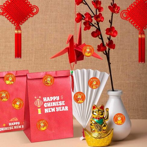 1 Roll Stickers Happy Chinese New Year 2024 Year of The Round Dragon Stickers New Year Candy Sealing Round Stickers Roll Chinese New Year Gift Sealing Labels Decorative Stickers in Kuwait