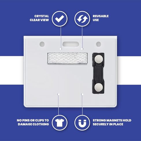 مجموعة حامل شارات الاسم المغناطيسي - صندوق مكون من 50 حامل بطاقات اسم شفاف مقاس 4 × 3 بوصة للمؤتمرات والفعاليات والاجتماعات in Kuwait