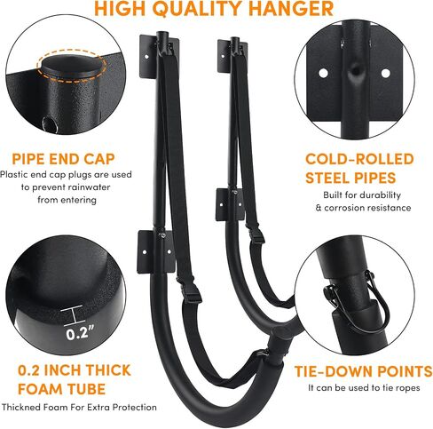 Kayak Storage Rack Kayak Wall Mount Heavy Duty Kayak Hooks with Straps 100 LB Capacity Kayak Rack for Garage Kayak Hangers for Paddle Boards Surfboards Bikes Ladders SUP Snow Board in Saudi Arabia
