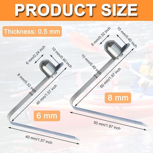 10 PCS Kayak Paddle Spring Snap Clips Stainless Steel Push Button Spring Clip Tube Locking Pin Clip for Camping Awning Tent Pole - Solid Single Pin in Saudi Arabia