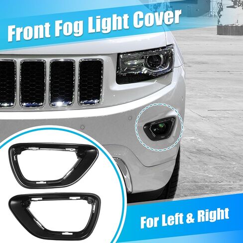 X AUTOHAUX زوج واحد من غطاء مصابيح الضباب الأمامية لسيارة جيب جراند شيروكي 2014-2017 استبدال إطار مصباح الضباب، أسود in Saudi Arabia