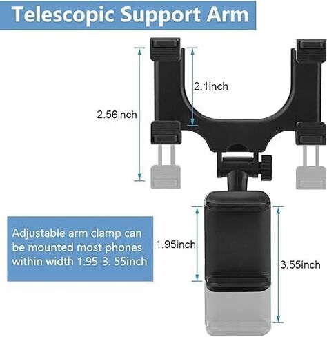 حامل هاتف مرآة الرؤية الخلفية للسيارة، حامل هاتف مرآة الرؤية الخلفية متعدد الوظائف قابل للسحب، تصميم ثابت بأربعة زوايا مضاد للاهتزاز، لجميع الهواتف المحمولة وجميع السيارات in Kuwait