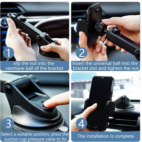 حامل الهاتف الخلوي للسيارة، حامل الهاتف الخلوي للوحة القيادة/الزجاج الأمامي/فتحة تهوية الهواء، حامل هاتف السيارة القوي العالمي، متوافق مع جميع الهواتف الذكية والسيارات in Kuwait