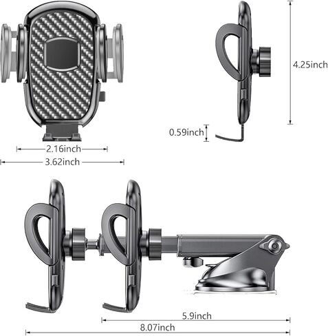حامل الهاتف الخلوي للسيارة، حامل الهاتف الخلوي للوحة القيادة/الزجاج الأمامي/فتحة تهوية الهواء، حامل هاتف السيارة القوي العالمي، متوافق مع جميع الهواتف الذكية والسيارات in Kuwait