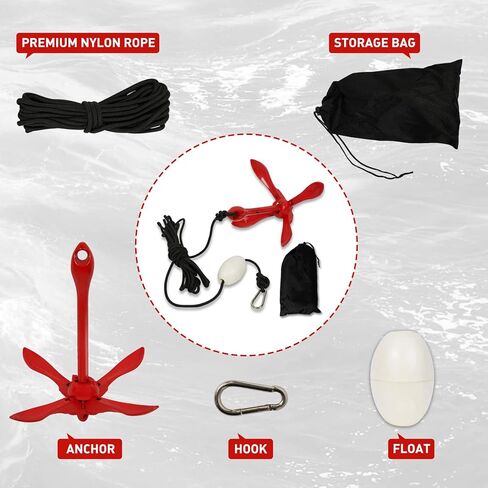 Tuxedo Sailor Kayak Anchor Kit, Folding Anchor Accessory with Rope for Fishing Kayak, Canoes, Jet Skis, SUP Paddle Boards and Boats in Kuwait