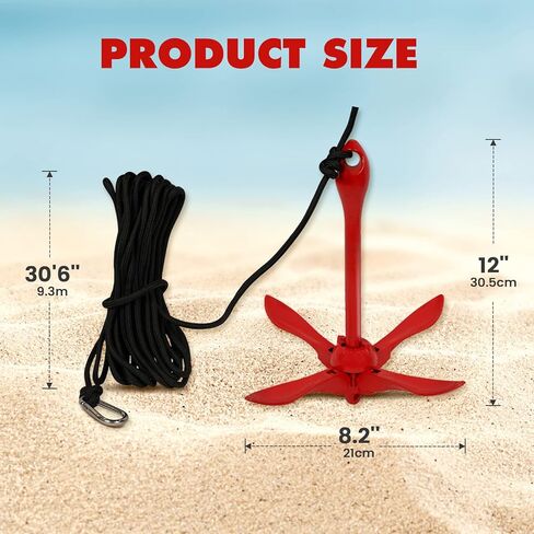 Tuxedo Sailor Kayak Anchor Kit, Folding Anchor Accessory with Rope for Fishing Kayak, Canoes, Jet Skis, SUP Paddle Boards and Boats in Kuwait