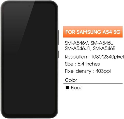 OLED for Samsung Galaxy A54 5G Screen Replacement for Samsung A54 Display for Galaxy A54 LCD SM-A546B SM-A546U LCD Digitizer Touch Screen Assembly Repair Parts Black with Frame in Saudi Arabia