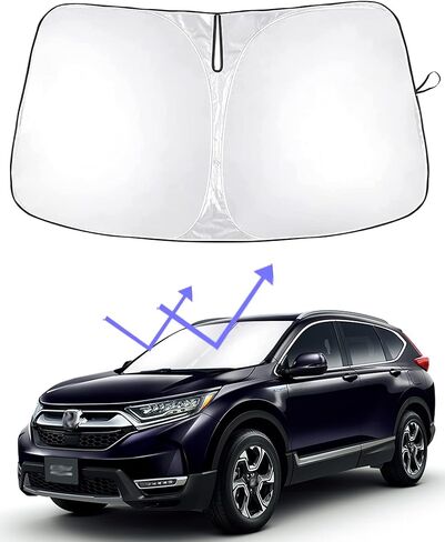 مظلة أمامية للزجاج الأمامي متوافقة مع ملحقات Honda CRV SUV وLX وEX وEX-L وSport Hybrid والتجول (2023-2024) - واقي شمسي أمامي قابل للطي بطبقة مزدوجة 210T in Kuwait