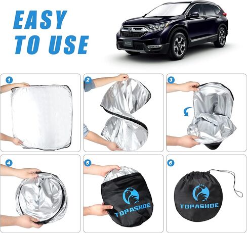 مظلة أمامية للزجاج الأمامي متوافقة مع ملحقات Honda CRV SUV وLX وEX وEX-L وSport Hybrid والتجول (2023-2024) - واقي شمسي أمامي قابل للطي بطبقة مزدوجة 210T in Kuwait