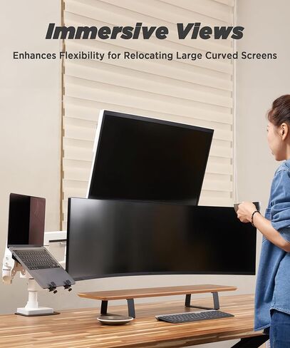 ذراع شاشة عالي التحمل للشاشات فائقة العرض حتى 57 بوصة و44 رطل، حامل مكتب واحد، ارتفاع هوائي قابل للتعديل، أذرع تمديد معيارية - الحد الأقصى VESA 100x100، أسود، MA20P-S in Kuwait