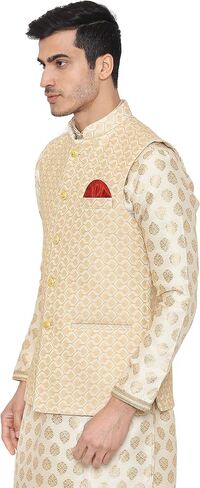 Wintage Men's Banarsi Rayon Cotton Bandhgala احتفالية نهرو مودي سترة in Kuwait