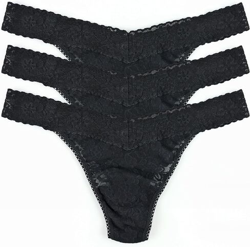 hanky panky - Daily Lace Low Rise Thongs for Women | 3 pack | Comfortable Seamless Underwear Lingerie | One Size (2-12) in Saudi Arabia