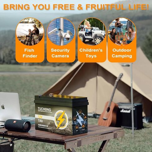 12V 7Ah Lithium LiFePO4 Battery, Rechargeable Battery, Up to 5000+ Deep Cycle Lithium Iron Phosphate Battery Built-in BMS, Ideal for Small UPS, Lighting, Solar Power, Fish Finder, Ride on Toys in Saudi Arabia